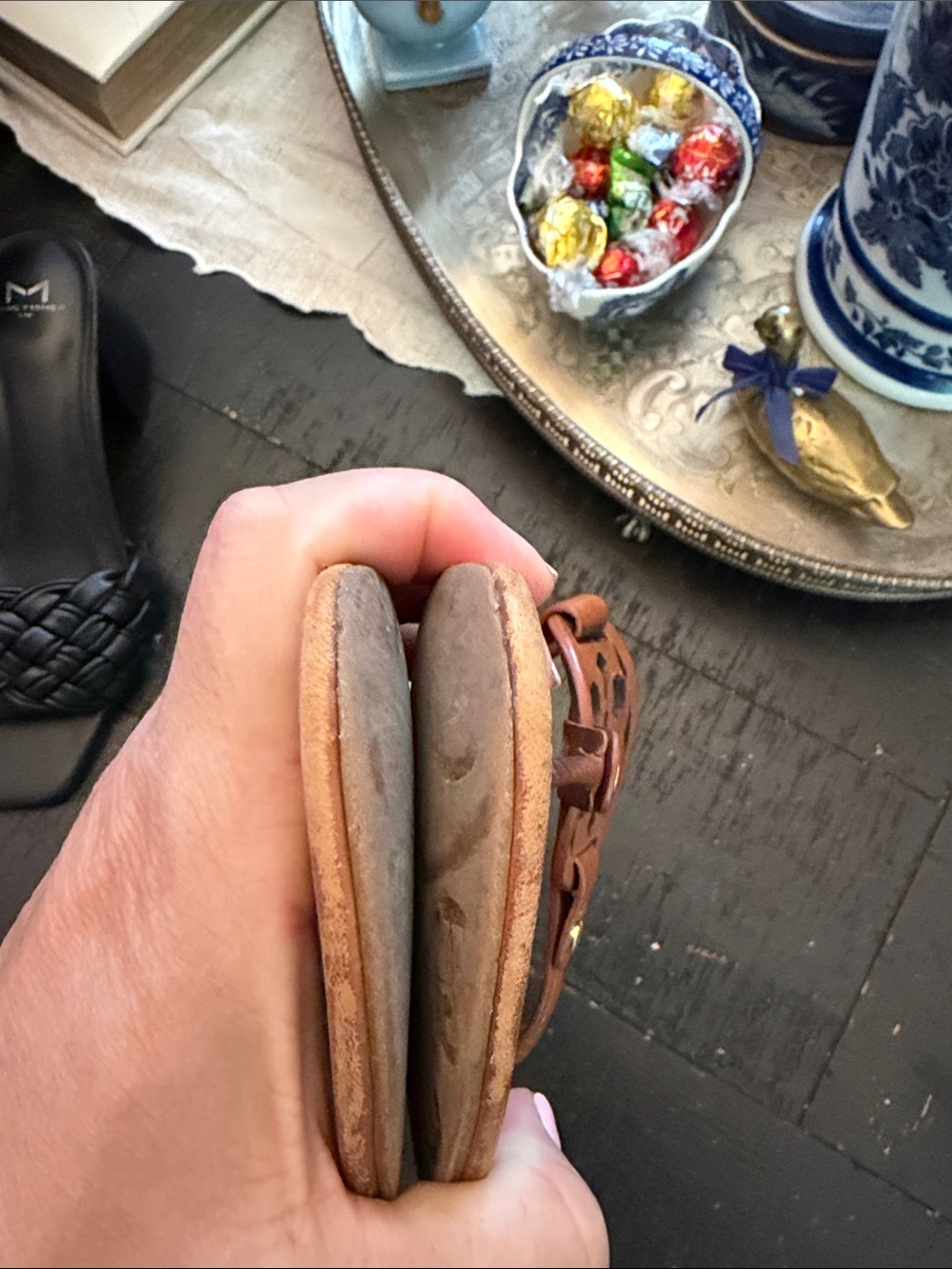 Tory Burch Cognac Leather Miller Thong Sandals - Picture 3 of 7